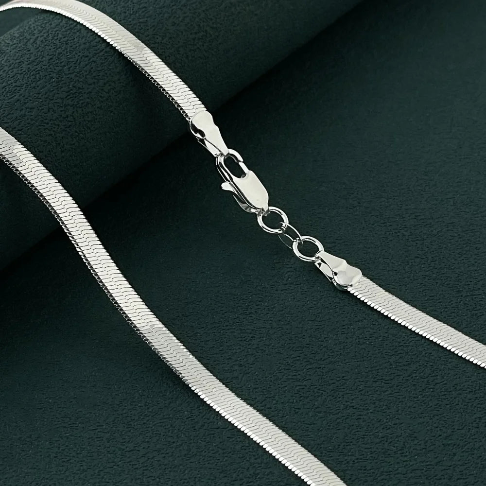 Original 925 Sterling Silver fine 4MM Blade Chain Necklace for Women Men Luxury wedding party Jewelry Holiday gifts