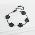 Pulseira Clássica de Aço Inoxidável de Luxo Feminina Ajustável com Cinco Flores para Mulheres Novas Joias da Moda para Festas Presentes Trevo