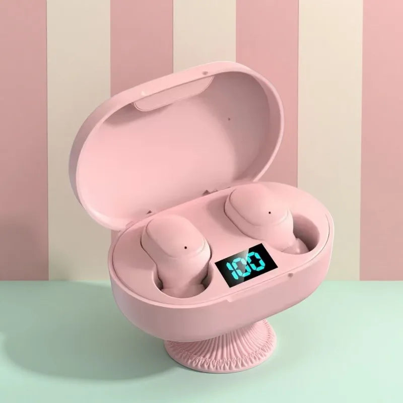 Fones de ouvido sem fio E6S com cancelamento de ruído e à prova d'água, fones intra-auriculares estéreo com estojo de carregamento e display de LED