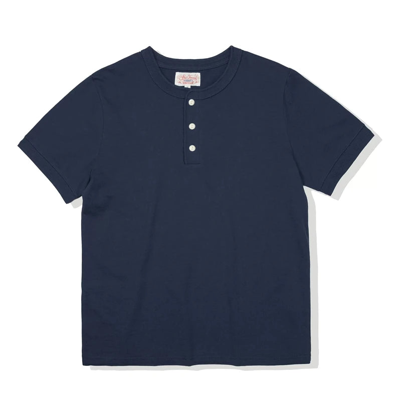 Camiseta Henley Manga Curta Red Tornado Algodão Pesado Masculina Dia a Dia Amekaji