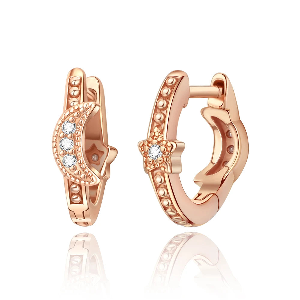 Rose Gold Series 925 Sterling Silver Flamingo Giraffe Star and Moon Flower Earrings Elegant Party Jewelry Gifts