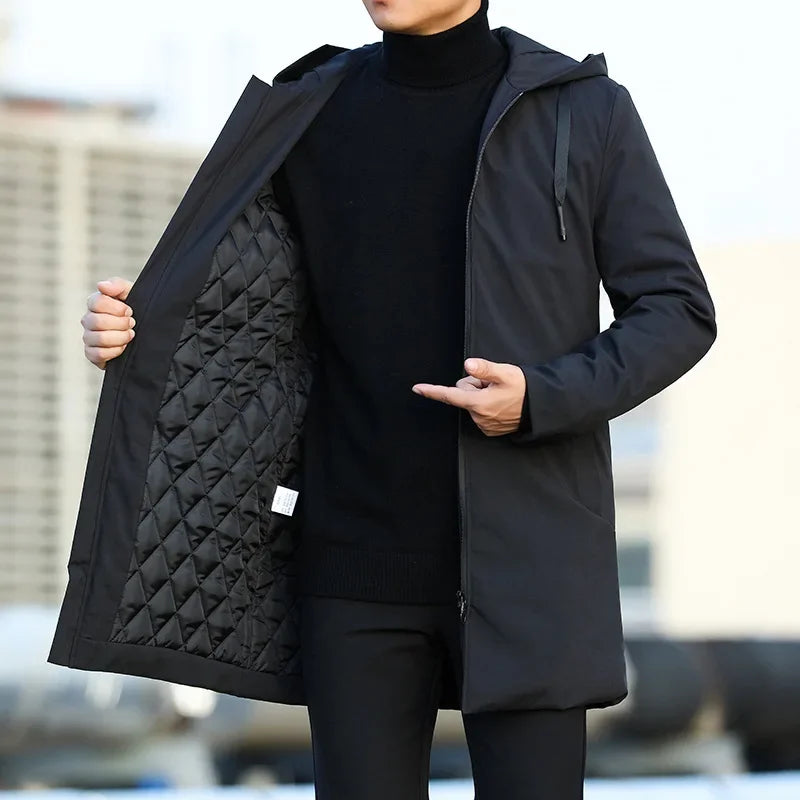 Autumn Winter Men's Trench Coat Male Windbreaker Outerwear Jaquet Man Coat Men Casual Thicken Warm Hooded Parkas Men Jackets