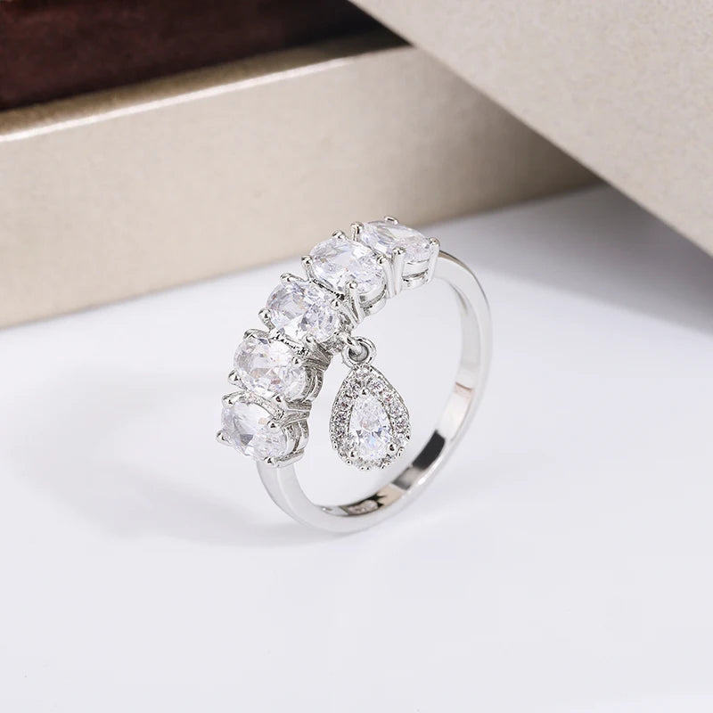 2024 New Lucky Evil Eye Ring 925 Silver Plated Ring Zircon Pendant Ladies Jewelry Fashion Luxury Ladies Ring Engagement Ring