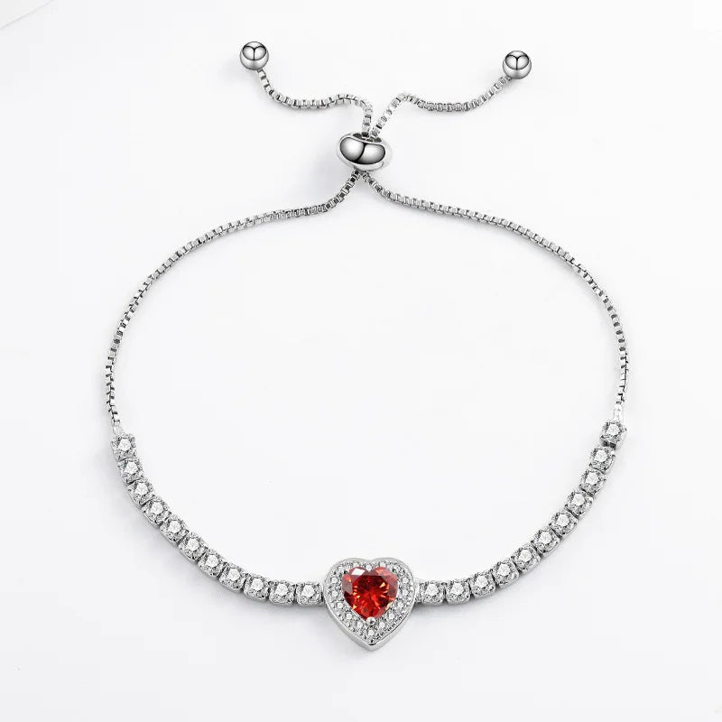 Light Luxury 925 Sterling Silver Heart-shaped Love-cut Color Crystal Zircon Bracelet Niche Design Women's Jewelry