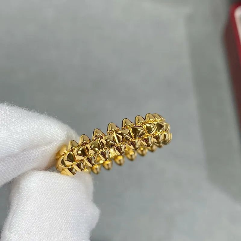 Anel Largo Rebitado S925 Prata com Ouro Rosê Design Clássico Masculino e Feminino Temperamento Moda Marca Joia de Luxo para Festa