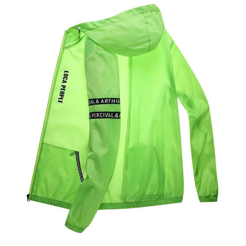 Roupas de Sol Ultrafinas Impermeáveis para Ciclismo de Verão Secagem Rápida Jaqueta Masculina para Corrida Acampamento Respirável Casaco Fino