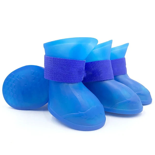 4 peças Pet Impermeável Sapato de Chuva Borracha Antiderrapante Bota para Cães Pequenos Médios Grandes Gatos Sapato Externo Botas para Cães Acessórios para Animais de Estimação