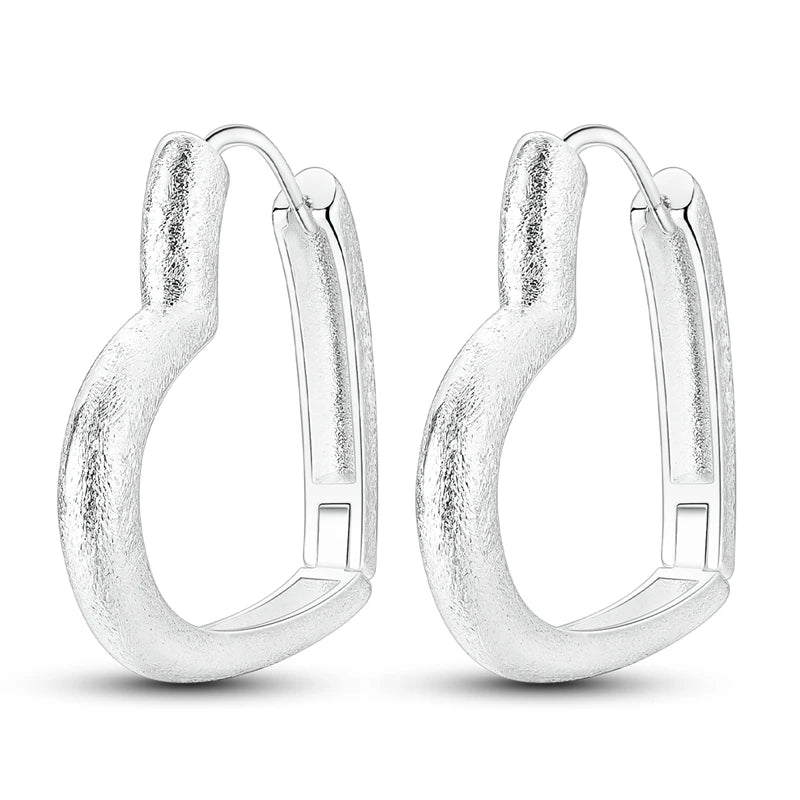 Love Heart Earrings 925 Sterling Silver Original Shining Zircon Heart Hoop Earrings For Women Wedding Anniversary Jewelry Gift