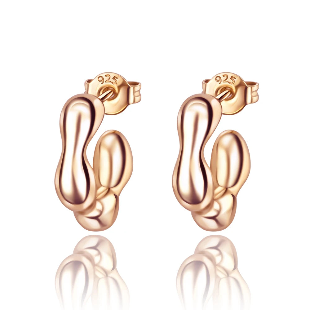 Rose Gold Series 925 Sterling Silver Flamingo Giraffe Star and Moon Flower Earrings Elegant Party Jewelry Gifts