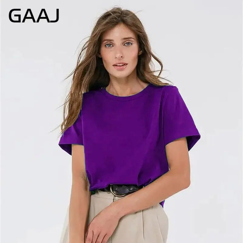 Camiseta Feminina 3XG 4XG 100 Algodão Oversized Casual Lisa Manga Curta Verão Top Básico de Rua Roupa de Qualidade - Rosa 4XG