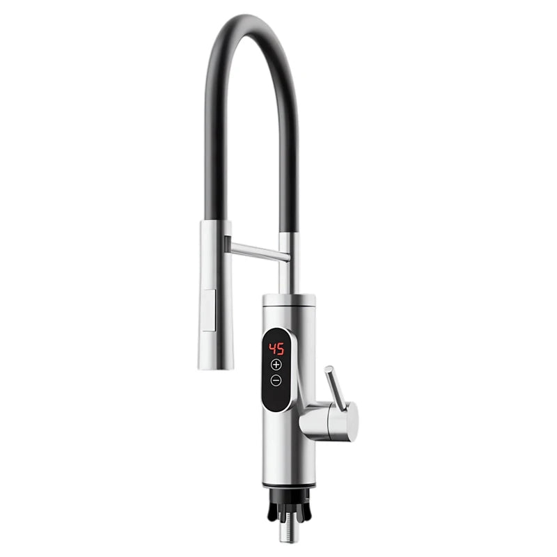 Aquecedor Elétrico de Água 220V Torneira de Cozinha Aquecimento Instantâneo Sem Tanque Misturador de Água Quente com Fluxo Display Digital para Instalação Abaixo da Pia