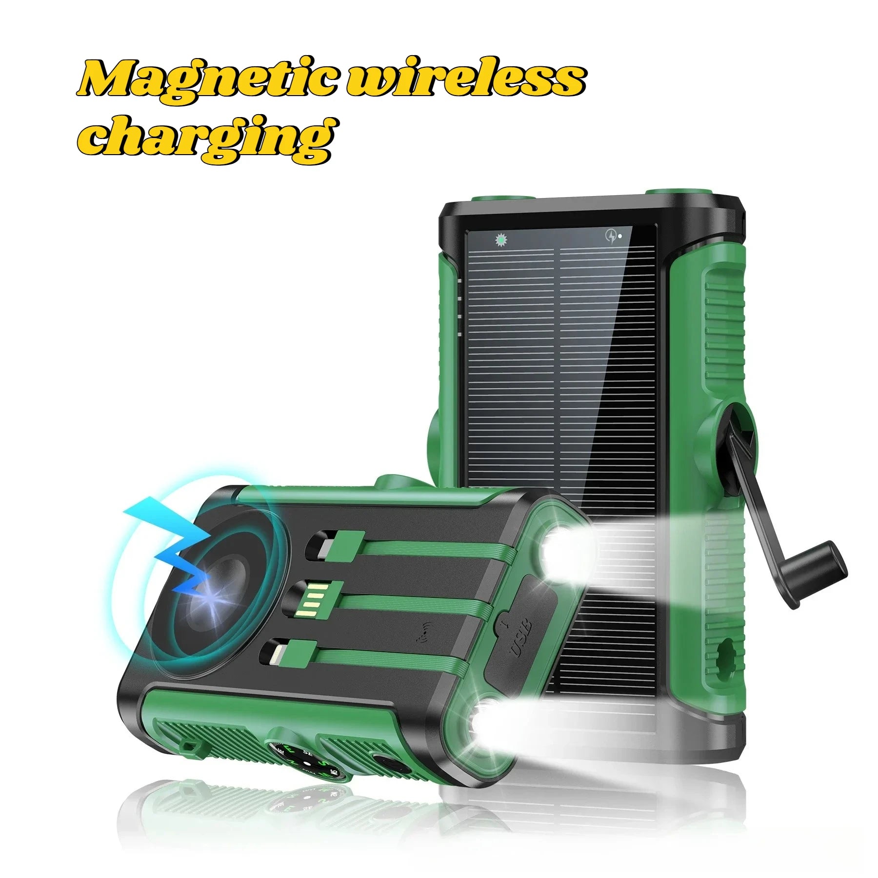 Solar Power Bank 20000mAh 22.5W Magnetic Wireless Cable Camping