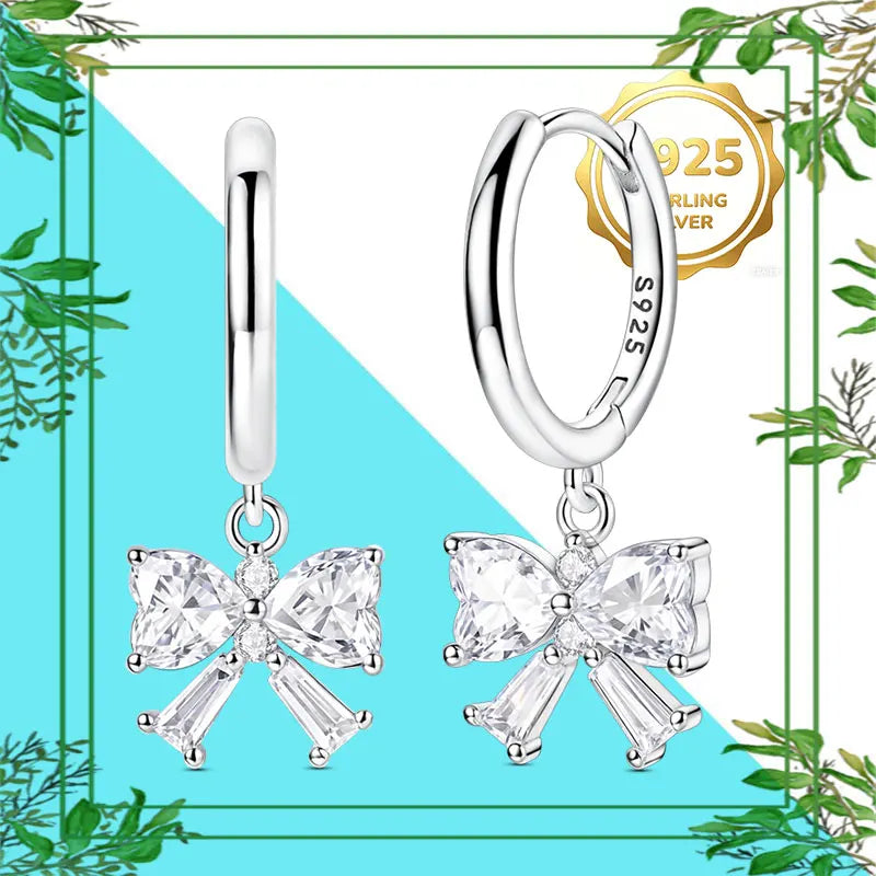 Brincos Femininos Pendentes 100% Genuínos em Prata Esterlina 925 Hipoalergênicos Luxuosos Elegantes Joia Fina Presente de Aniversário para Ela