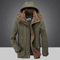 Jaqueta Masculina de Inverno Parka de Veludo Grosso com Vários Bolsos Parkas Sólidas Masculinas Jaquetas Plus Size Corta-vento de Lã Quente Grossa