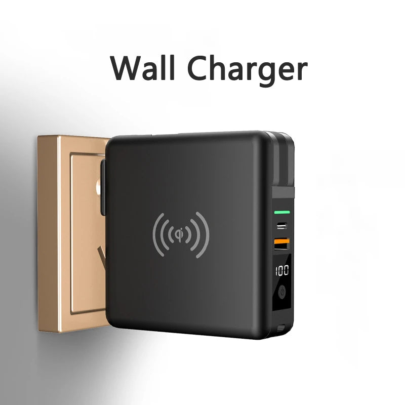 Power Bank 10000mAh 15W Fast Wireless Charging AC Plug