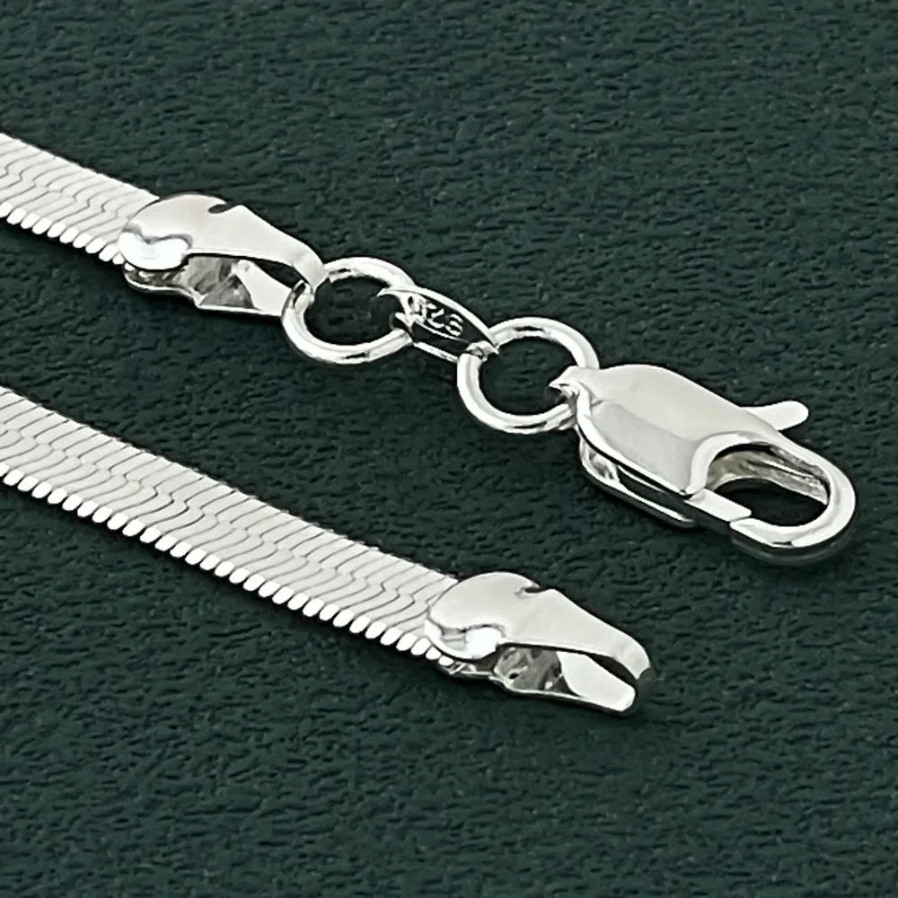 Original 925 Sterling Silver fine 4MM Blade Chain Necklace for Women Men Luxury wedding party Jewelry Holiday gifts