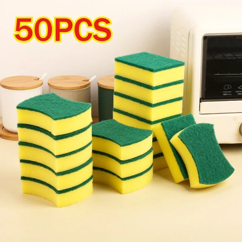 50/1 Peça Esponja de Limpeza de Louça de Cozinha Macia Absorvente Limpa Esfregar Panela Esponja de Aço Removedora de Ferrugem Kits Escova de Limpeza Doméstica