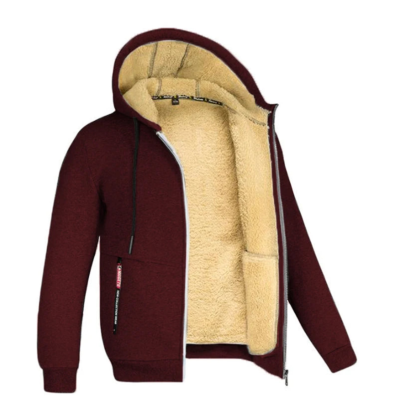 Jaqueta Masculina Inverno Camuflada Fleece Grossa Capuz Masculino Manga Comprida Casaco Casual Zíper Moletom Streetwear Casacos Masculinos