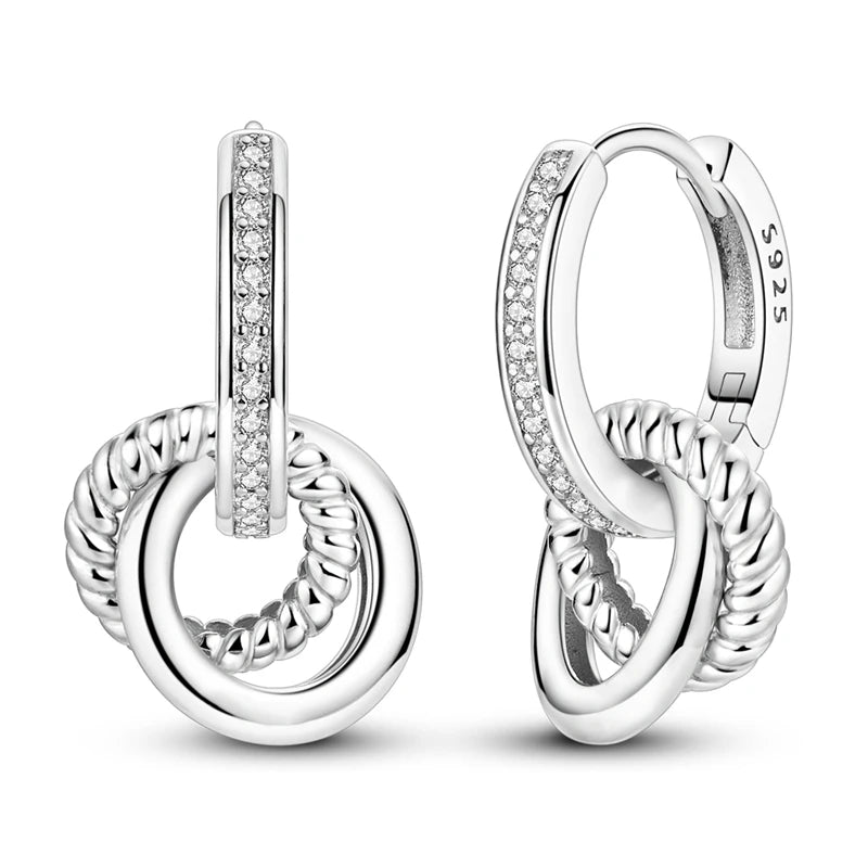 Orstarry 925 Sterling Silver Crystal Circular Eardrops Drop Earrings Women Earrings Charm Fashion Versatile Party Jewelry Gifts