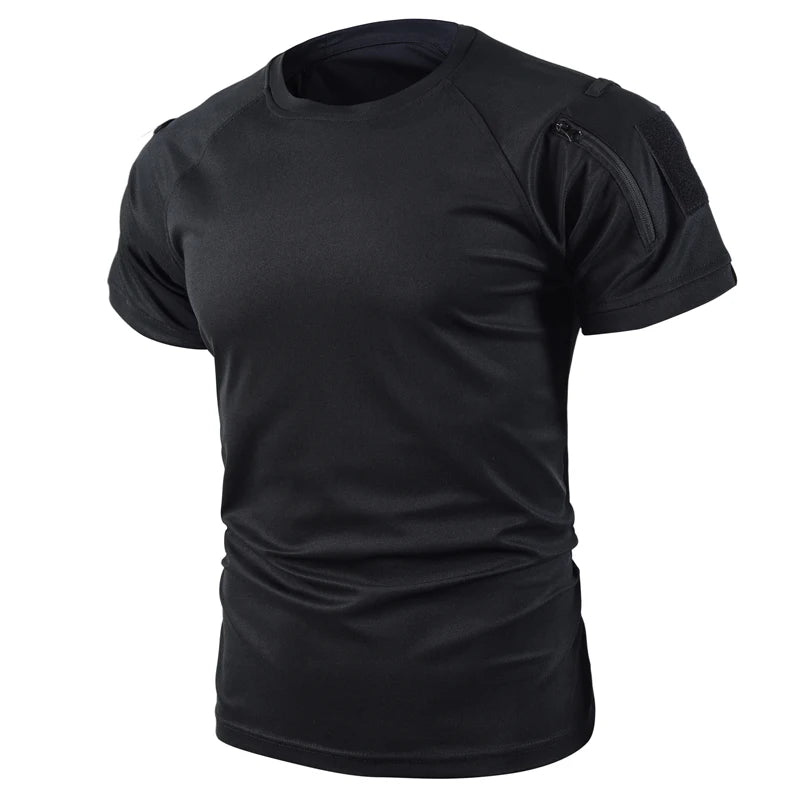 Camisetas Militares Táticas Masculinas de Verão Secagem Rápida Respiráveis Elásticas para Caminhada Camping Escalada Esportes Academia