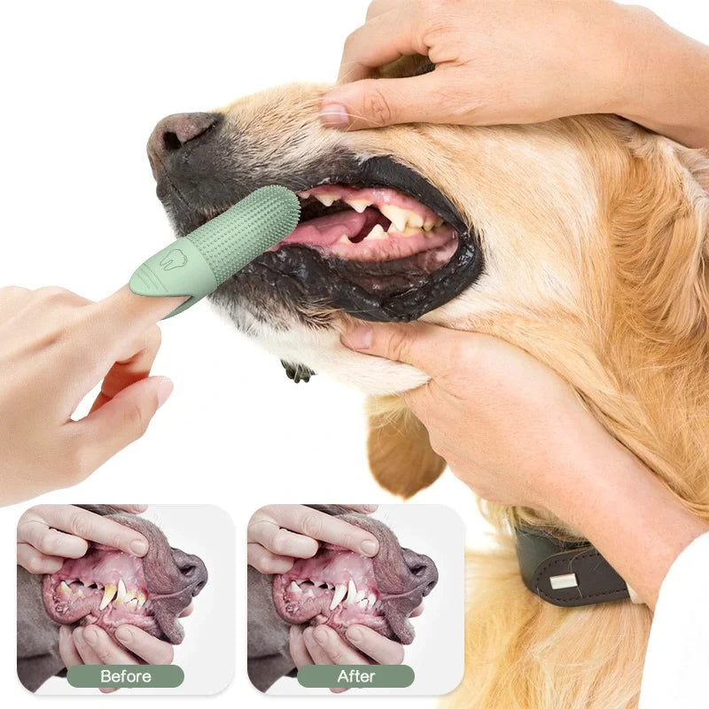 Escova de Dedo para Dentes de Cães, Escova de Dedo para Limpeza 360° para Cães, Escova de Dedo de Silicone de Grau Alimentício para Cães e Gatos Cuidado Dental