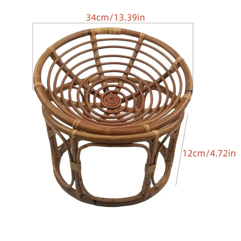 Handmade rattan cat bed without soft padding Suitable for small pets such as cats and dogs Multi functional photography props