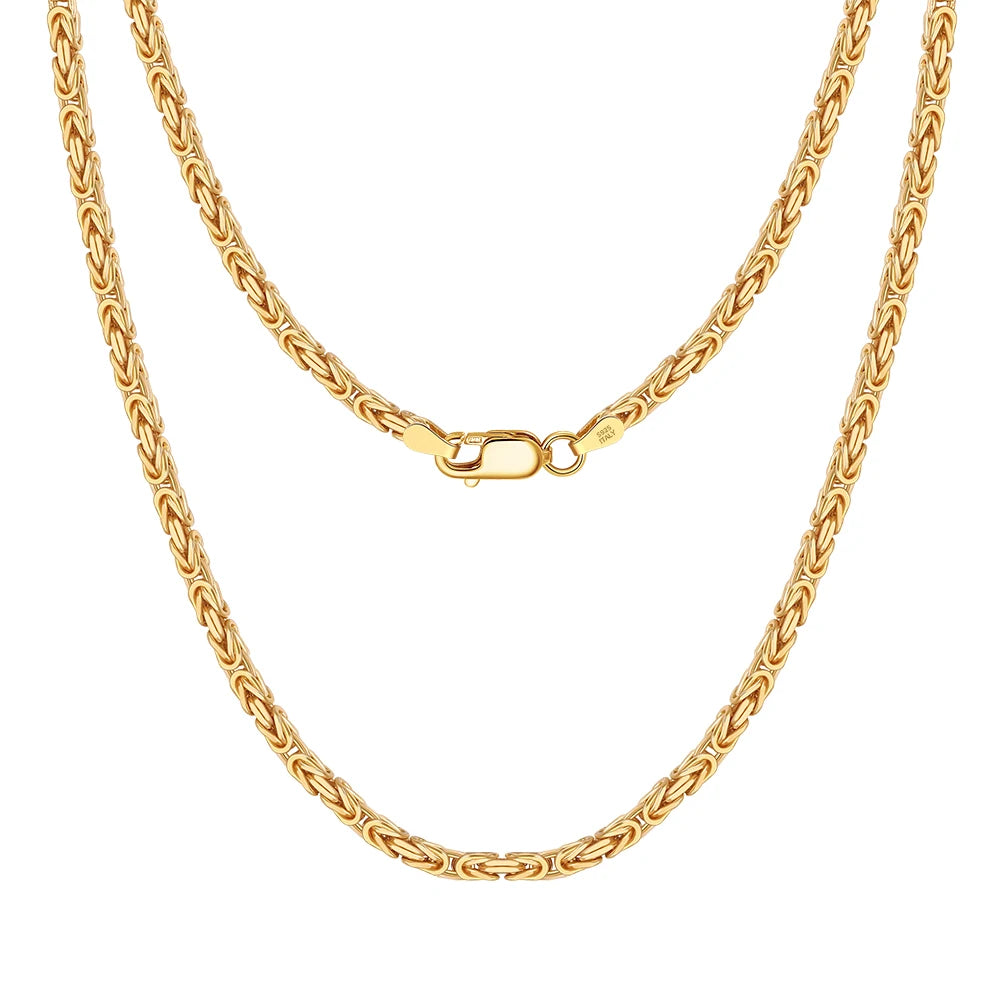 Rinntin Colar Feminino de Prata Esterlina 925 Vintage 2.5mm Corrente Bizantina Plana Joia Elegante de Luxo Presente SC79