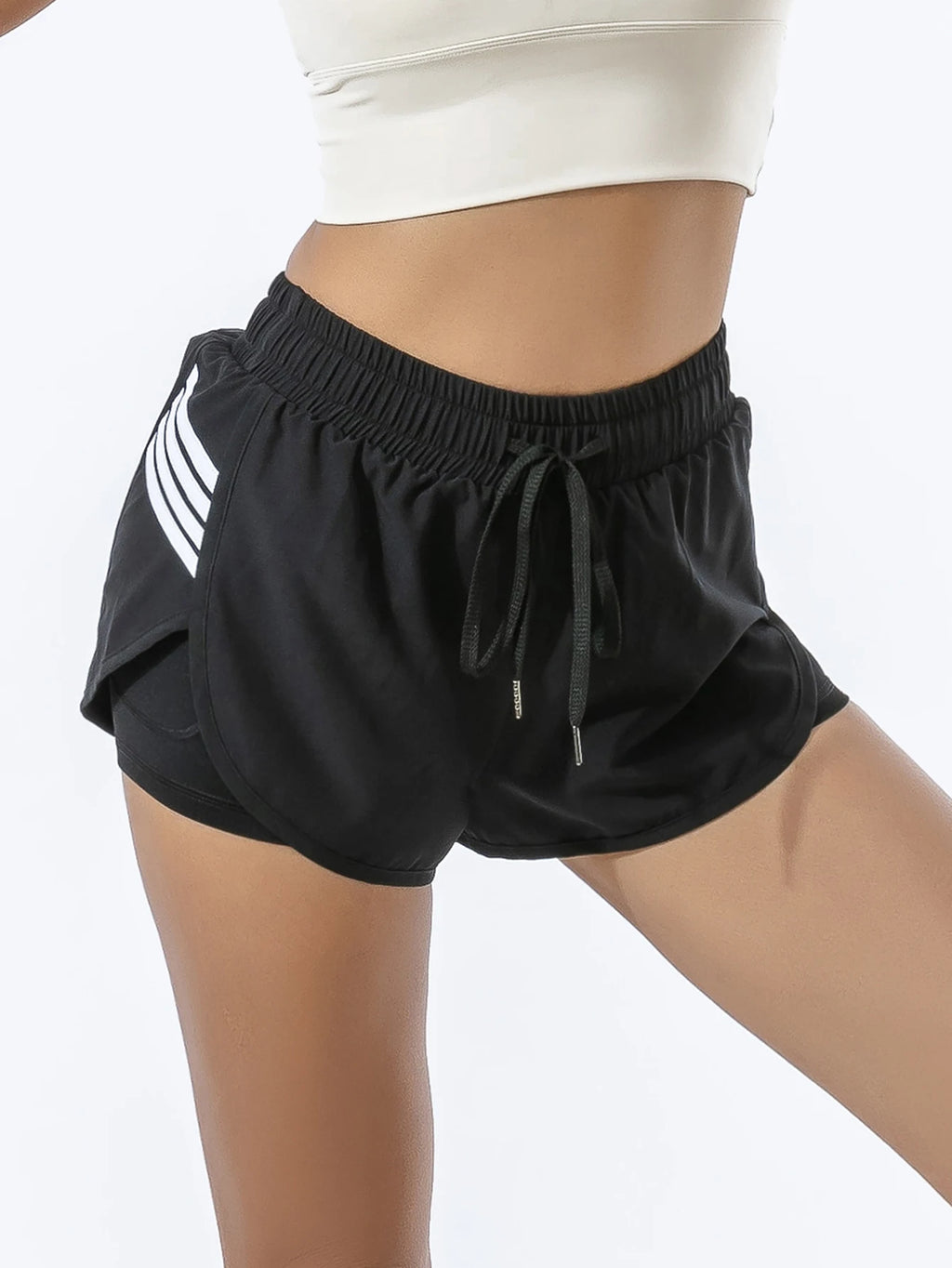 Shorts esportivos femininos de verão para corrida yoga de secagem rápida férias dois anti-caminhada camada dupla respirável confortável