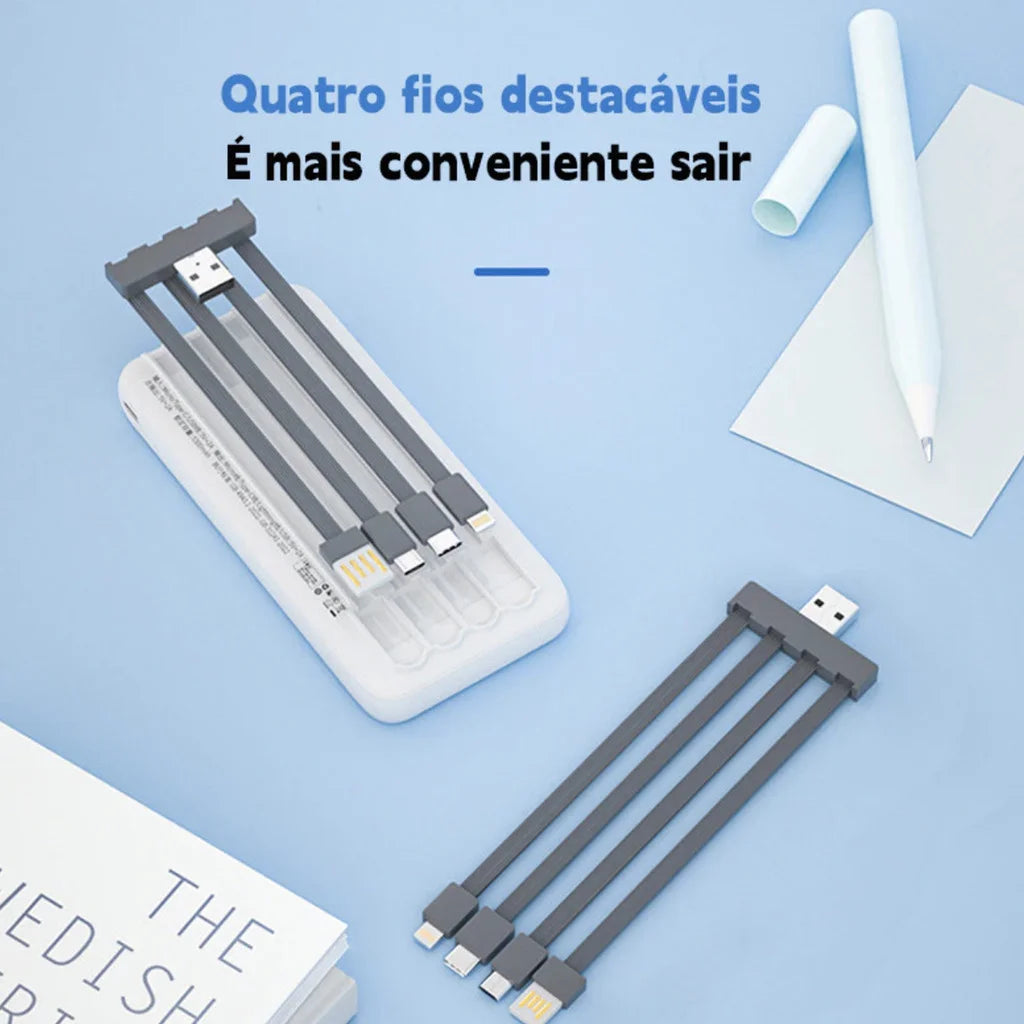 Carregador Portátil 20000mAh Carregamento Rápido 4 Portas USB Display