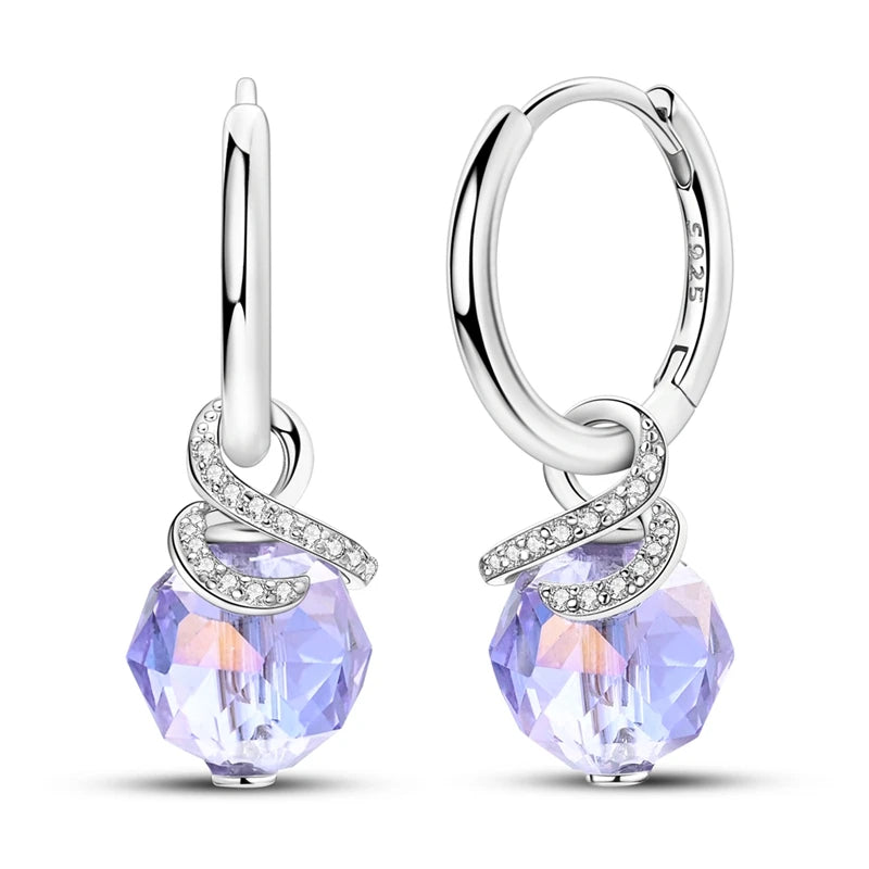 Orstarry 925 Sterling Silver Crystal Circular Eardrops Drop Earrings Women Earrings Charm Fashion Versatile Party Jewelry Gifts