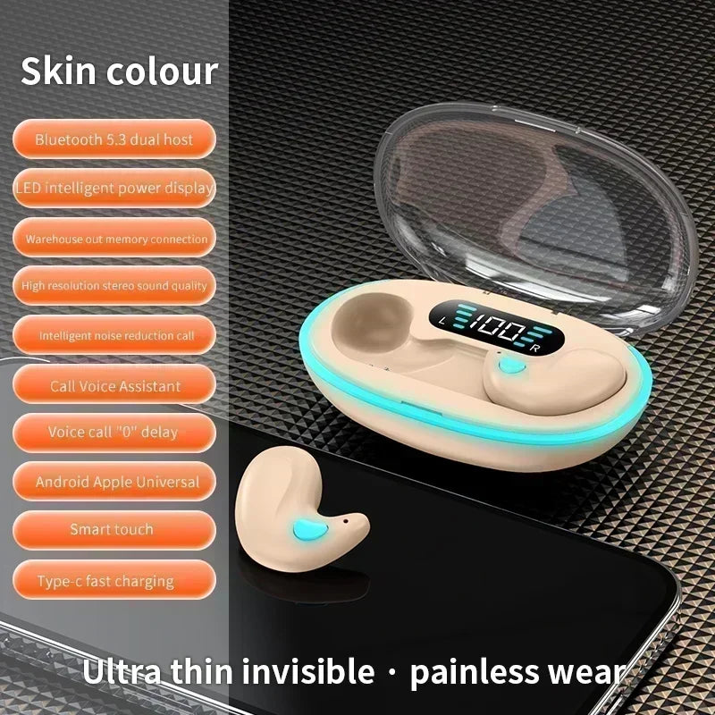 X55 Fones de Ouvido Sem Fio Mini Bluetooth TWS Para Dormir com Microfone HD À Prova D'Água