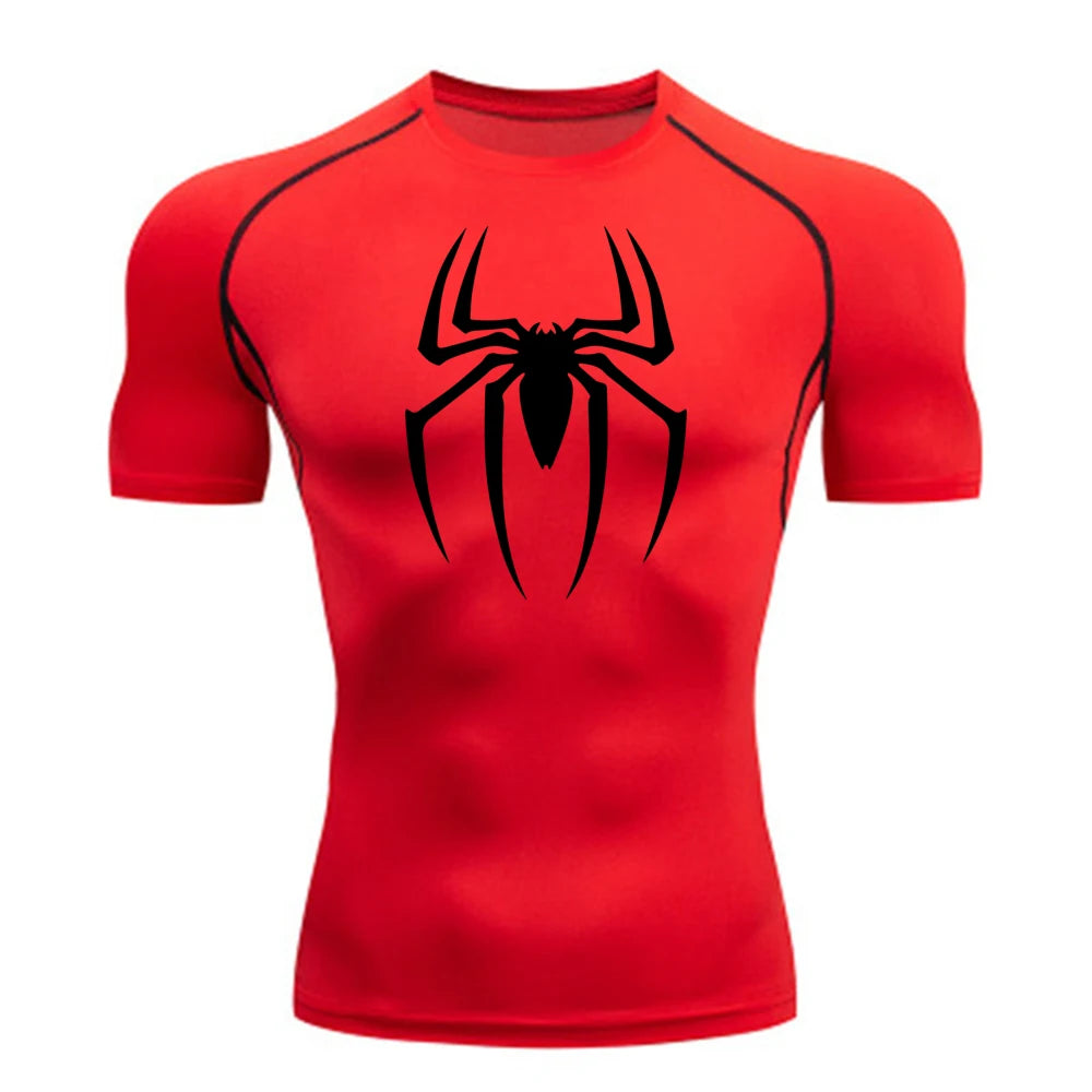 Camisa de Compressão Masculina Estampa Aranha 2025, Camiseta Secagem Rápida, Jersey para Academia e Corrida, Manga Curta Respirável, Primavera, Verão, P-3G