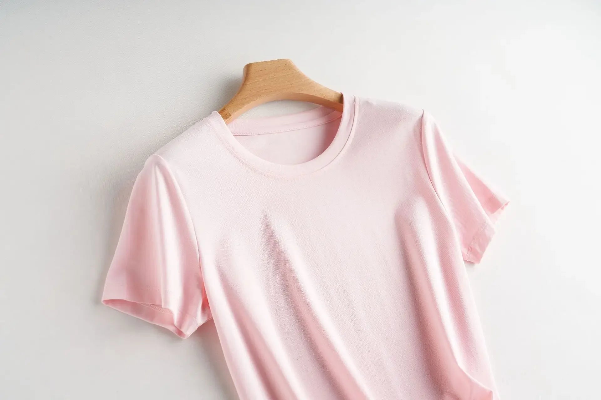 Camiseta Feminina Verão 2026 Gola V Manga Curta Algodão Casual Sólida Top Tees Solta Camisetas Básicas Camisas Femininas Tops Camisetas Femininas - verde escuro gola redonda P