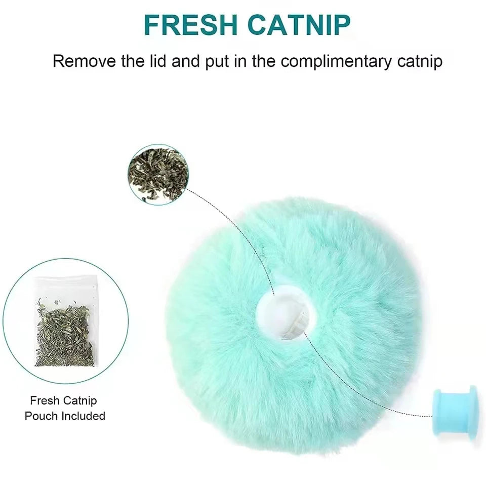 Brinquedos Inteligentes para Gatos Bola Interativa de Pelúcia Elétrica Brinquedo de Treinamento com Erva de Gato para Gatinhos com Som de Toque Produto para Animais de Estimação Bola de Brinquedo que Faz Barulho Suprimentos para Gatos