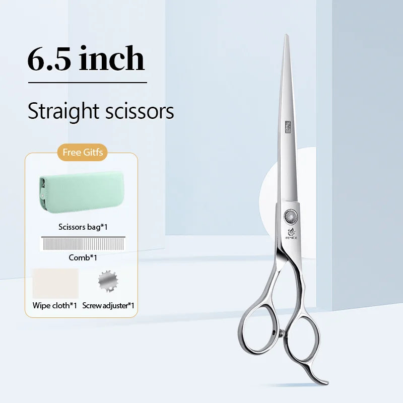 Conjunto Profissional de Tosas Domésticas para Animais de Estimação Fenice Tesouras Retas Curvas de Desbaste e Tosa de 6/6,5/7/7,5 Polegadas com Parafuso de Rolamento para Cães/Gatos