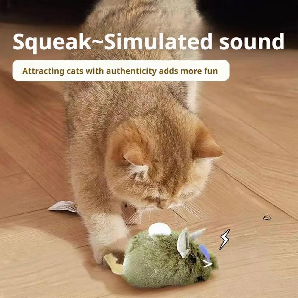3 Peças Camundongos de Pelúcia para Gatos, Brinquedo Interativo Automático de Roedores com Som, para Gatinhos, Resistente a Mordidas, Suprimentos para Animais de Estimação