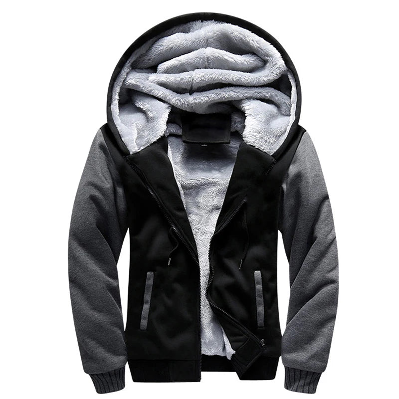 Jaqueta Masculina Inverno Camuflada Fleece Grossa Capuz Masculino Manga Comprida Casaco Casual Zíper Moletom Streetwear Casacos Masculinos