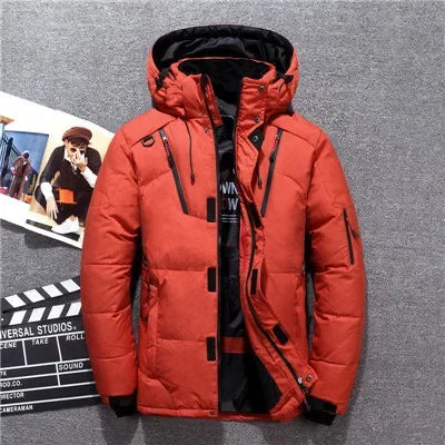 -20 Graus Casaco de Inverno Masculino Pato Branco Down Parkas Jaqueta Masculina Grossa Quente Neve Parka Jaqueta Sobretudo Corta-Vento Parkas Quentes