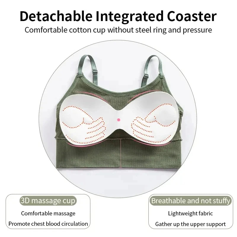 Sutiã Esportivo Sem Costura Feminino Backless Top de Ginástica Feminino Roupa Íntima Feminina Alça de Ombro Ajustável Acolchoada Colete de Yoga Bralette