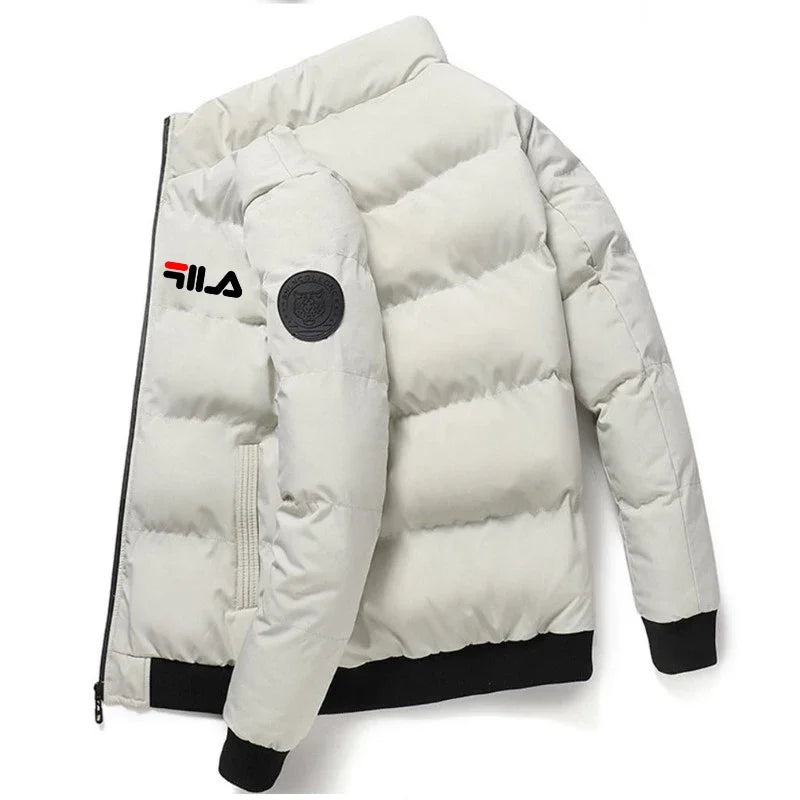 Jaqueta casual masculina de inverno e outono, curta, grossa e quente, corta-vento, com zíper, estampada, M-5XL