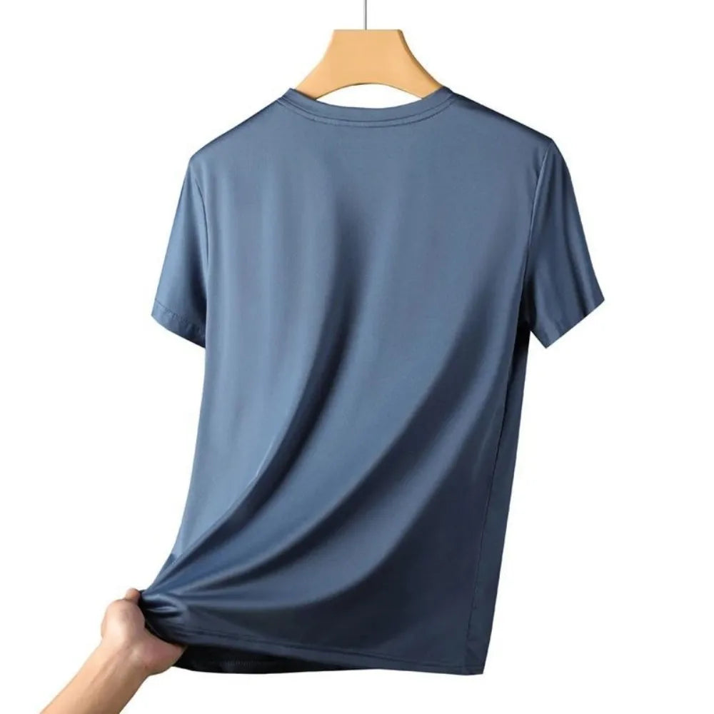 Camiseta Masculina de Corrida Secagem Rápida Respirável Caminhada Macia e Elástica Top Esportivo de Verão ao Ar Livre Novo Estilo