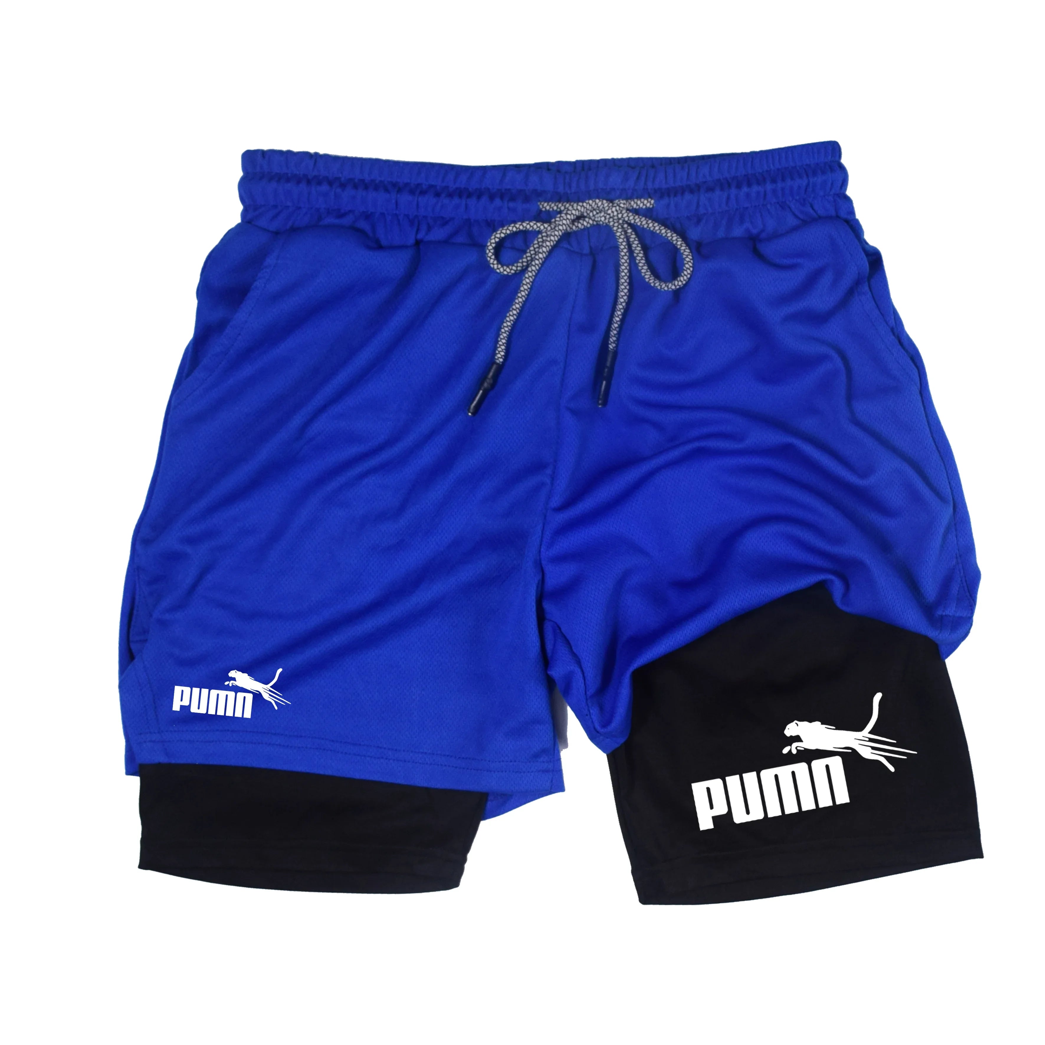 Summer Breathable Two-in-one Double-layer Shorts Men's Elastic...