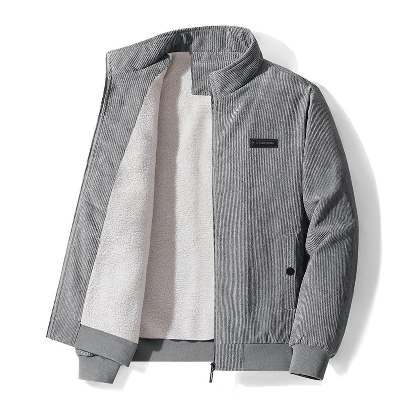 Jaqueta Masculina de Inverno 2025 Quente Grossa de Marca com Fleece Moda Corta-Vento para Ar Livre Casaco Masculino Outono Jaqueta Clássica Casual Masculina