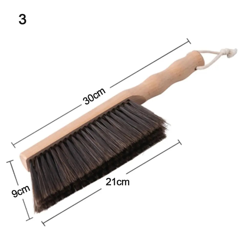 Escova de Cerdas de Madeira Natural Antiestática para Mesa Moedor de Barra Escovas de Limpeza de Pó de Café Vassoura Doméstica de Limpeza de Cama