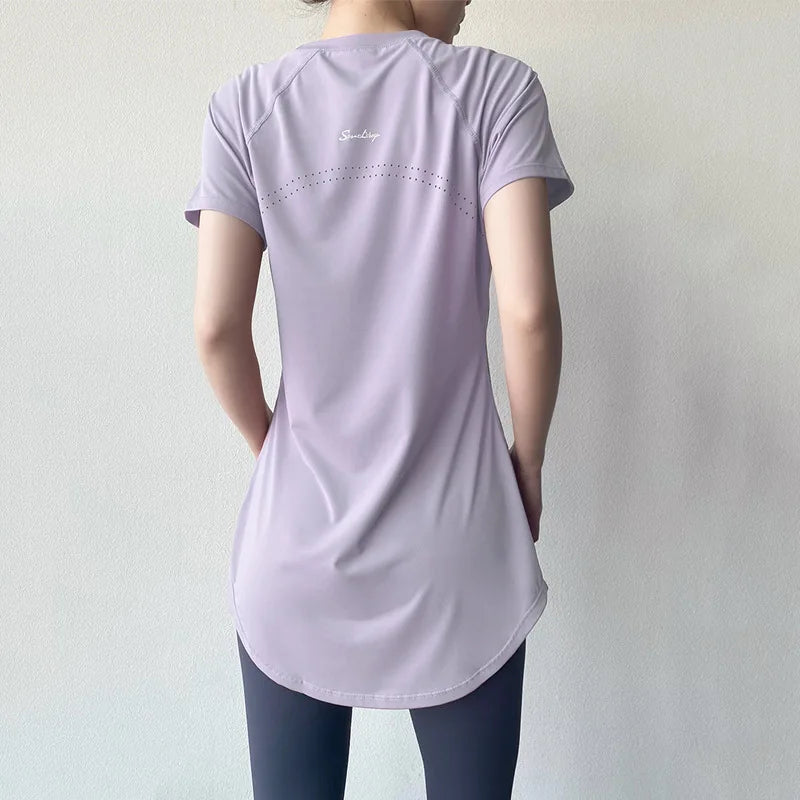 Sportswear Woman Gym 2026 Yoga Clothes Women T-Shirt Short Sleeve Quick Dry Fitness Top Breathable Slim Butt Cover Running Shirt