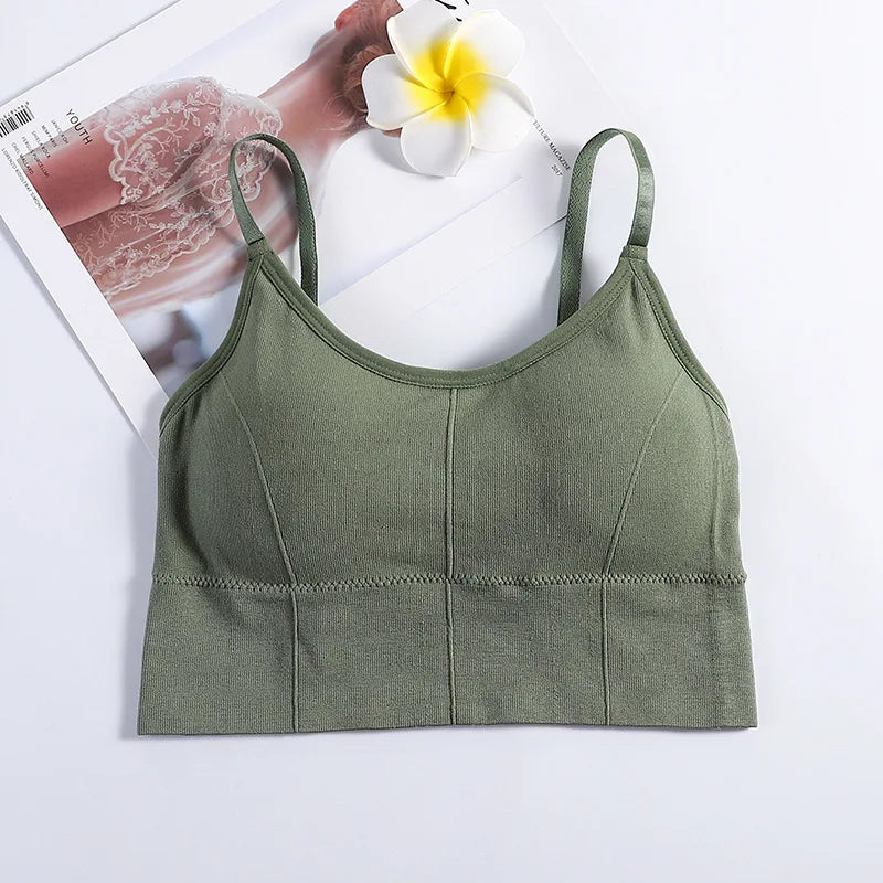 Sutiã Esportivo Sem Costura Feminino Backless Top de Ginástica Feminino Roupa Íntima Feminina Alça de Ombro Ajustável Acolchoada Colete de Yoga Bralette