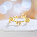 JUWANG 3A Zircon Ring For Women High-End Purple Super Fairy Temperament Flower Dripping Oil Exquisite Zircon Butterfly Open Ring