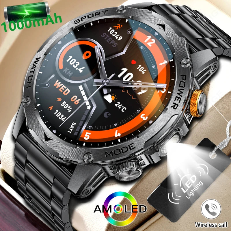 LIGE Smart Watch 1000mAh Bluetooth Call Flashlight Waterproof