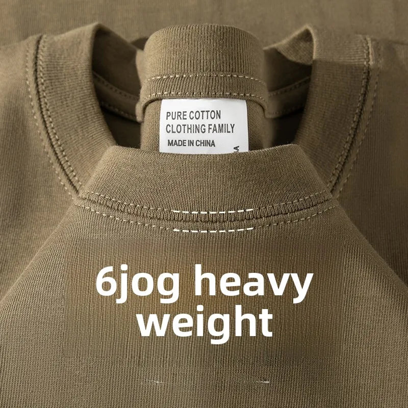 600g Camiseta Ort Sve Algodão Pesado Pura Ex Verão Solta Casual Versátil Cor Base Camisa Top