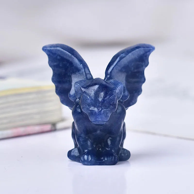 Estatueta de Gárgula de Cristal Decoração de Casa Bruxaria com Pedras Preciosas